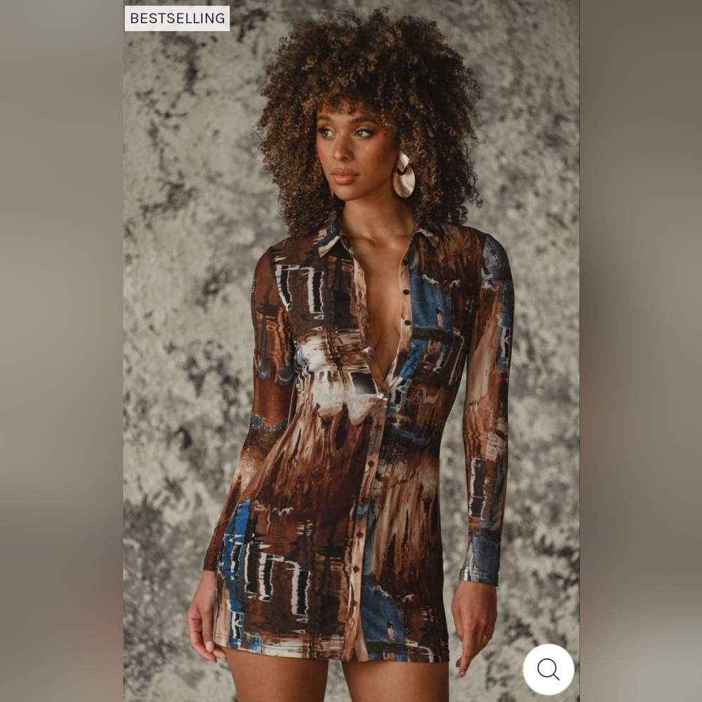Poshmark Brown and Blue Dress
